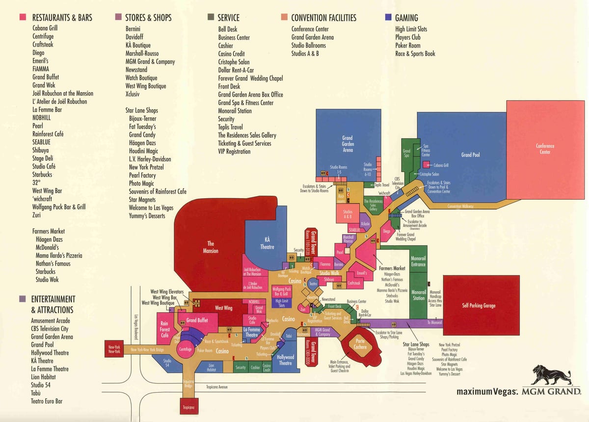 karte MGM grand Las Vegas